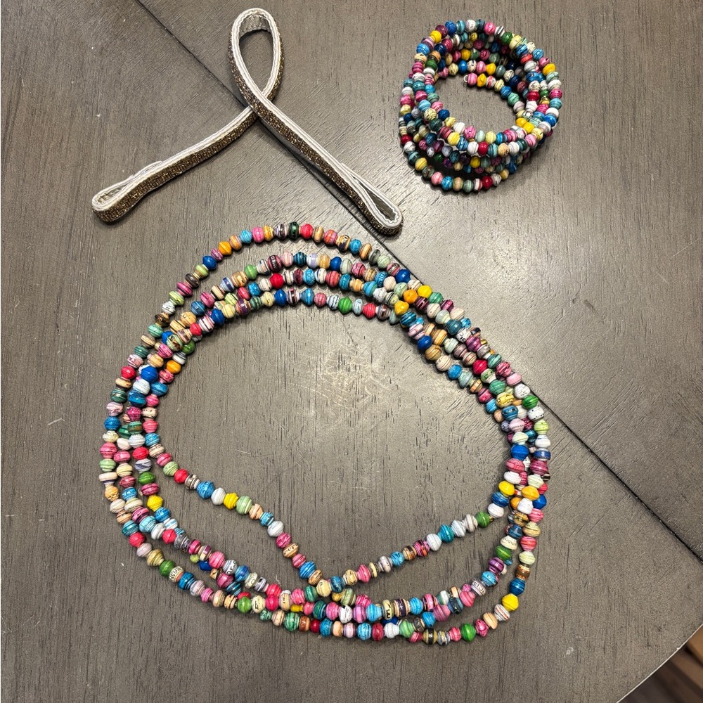 Noonday Collection Multicolor Beaded Necklace, Bracelet, necklace extender - Picture 4 of 4
